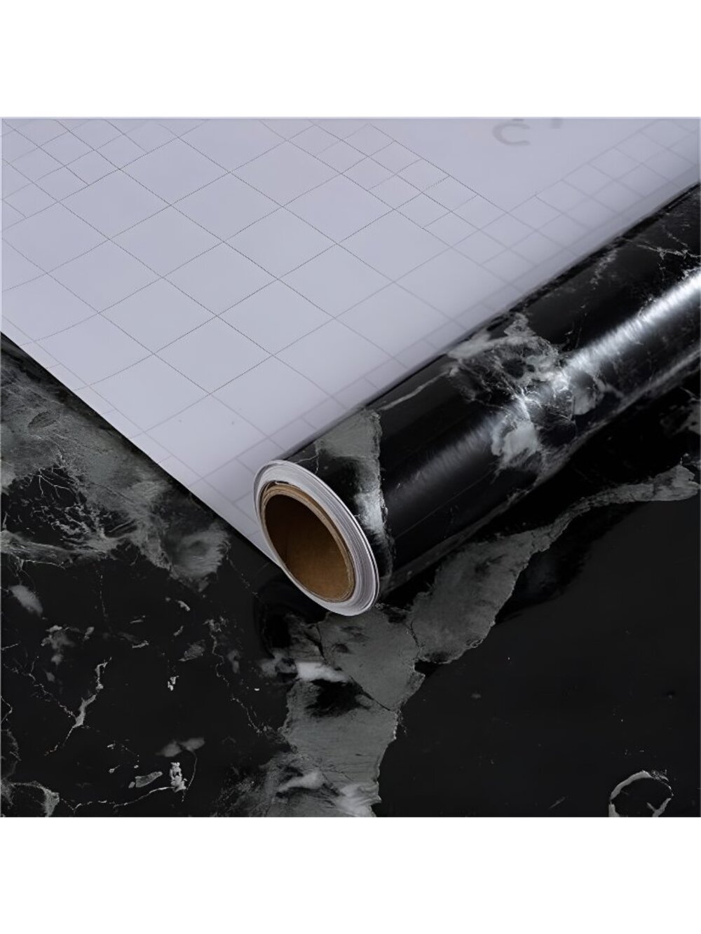 16"x118"Black Marble Contact Paper Peel and Stick Waterproof Black Wallpaper